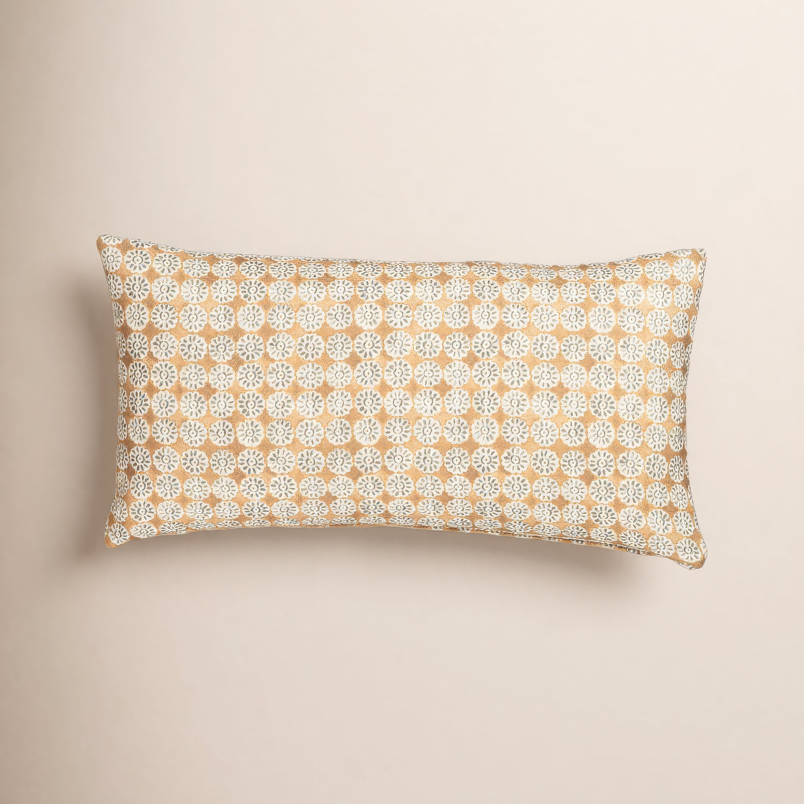 Hansah Pillow, Feather, Rectangle 14"H x 26"W, Saffron Geometric