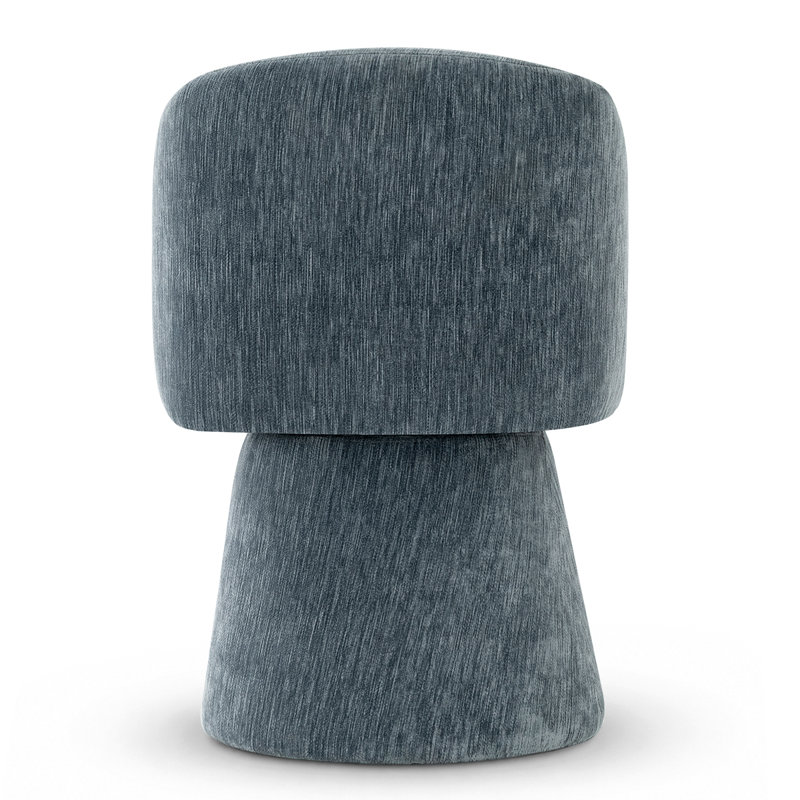 Chaise de salle à manger pivotante moderne avec dossier en tonneau et base piédestal, Bleu