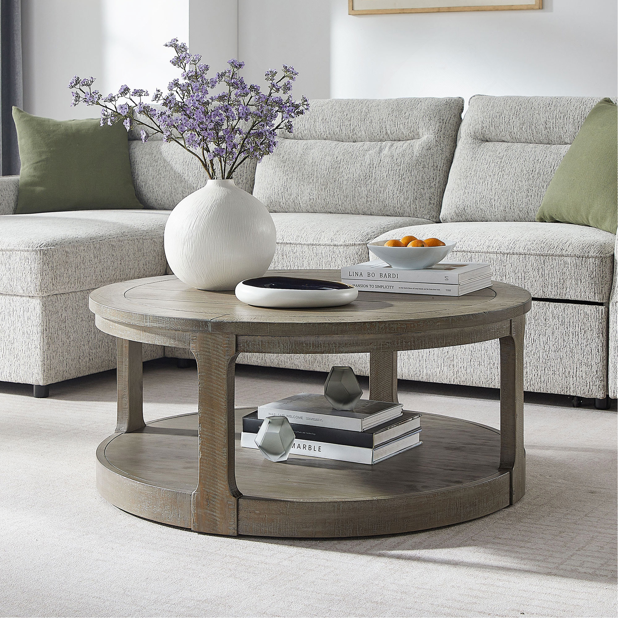 One Allium Way 40Inch Large Curved 2 Tier Traditional Round Circle ...