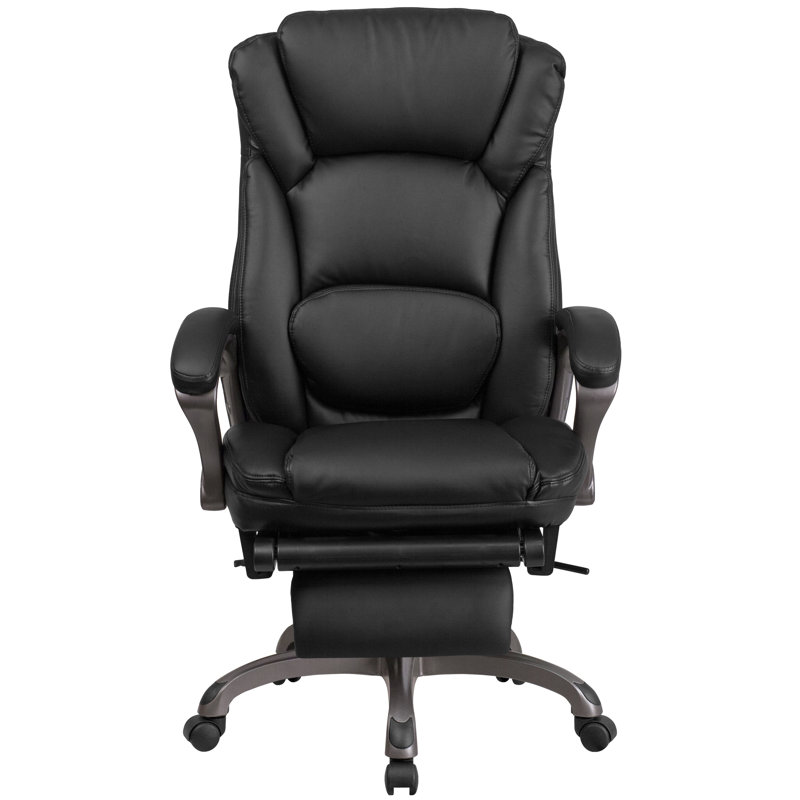 High Back Black Reclining Swivel with Outer Lumbar Cushion and Arms Ergonomic Executive Chair