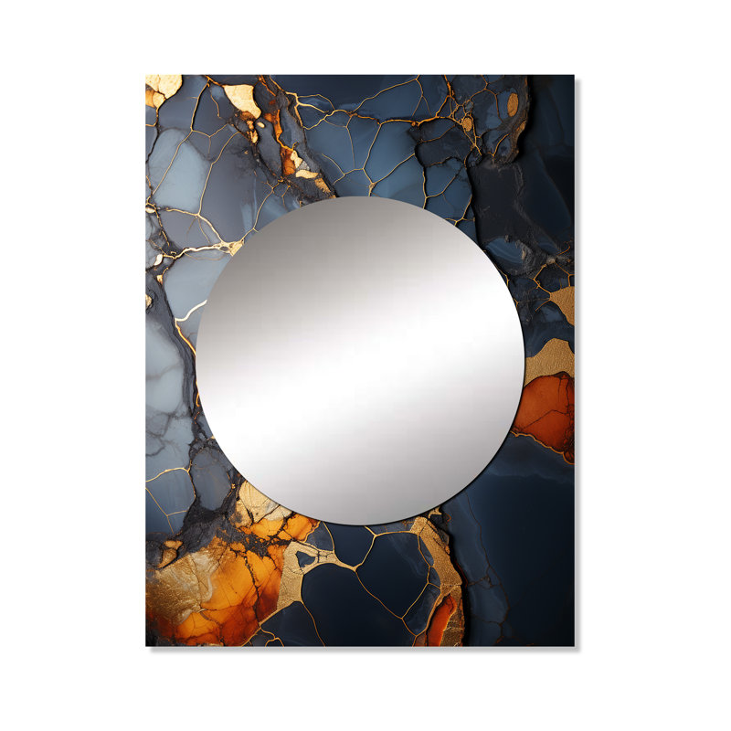 Gris et or abstrait marbre granit I - miroir abstrait, miroir mural décoratif moderne, impression d'art en métal