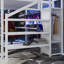 Grand lit mezzanine en métal avec garde-robe et lumière DEL, grand lit mezzanine avec bureau en forme de L et port USB pour enfants, adolescents, adultes