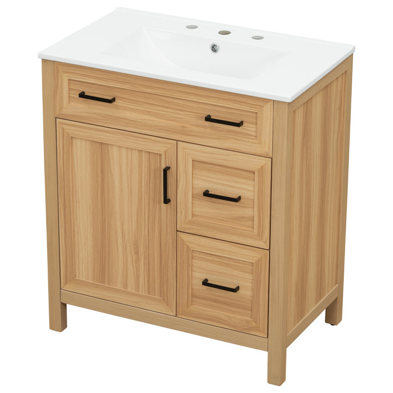 Chantre 30" Bathroom Vanity with Ceramic Sink, Soft-Close Door, Drawers & Adjustable Storage
