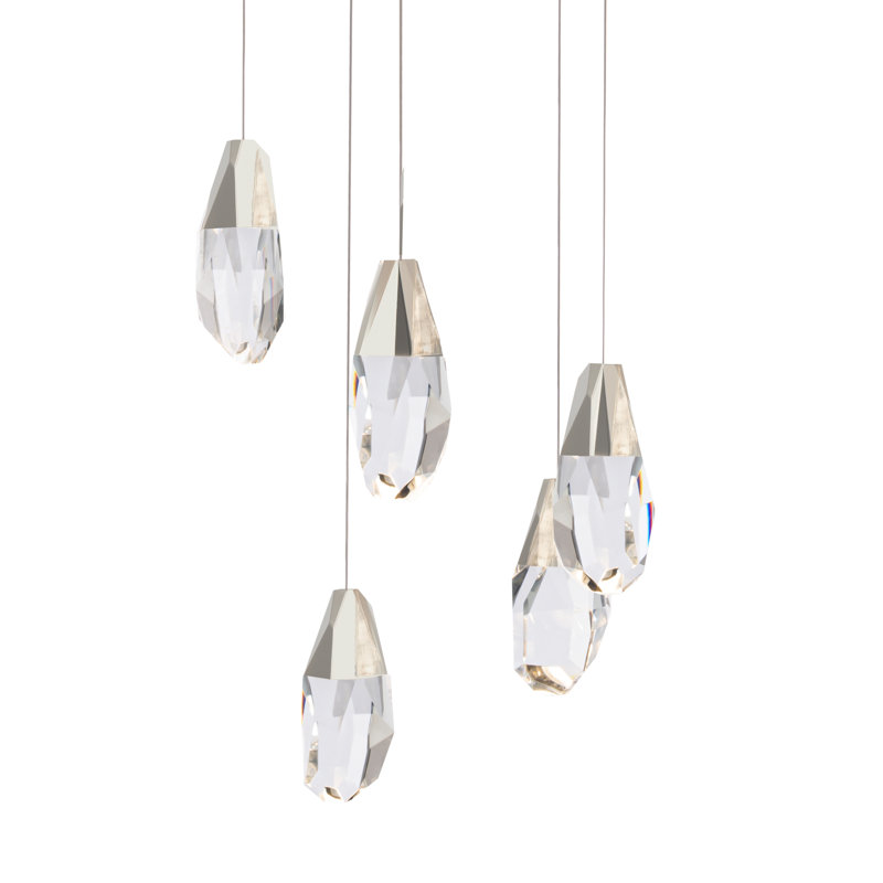 Martini 5 - Light LED Pendant, Polished Nickel, Clear Optic Crystal