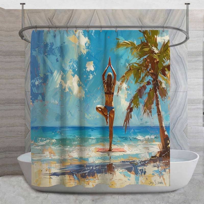 Rideau de douche Yoga - Décoration de salle de bain, H 93 po x l 70 po