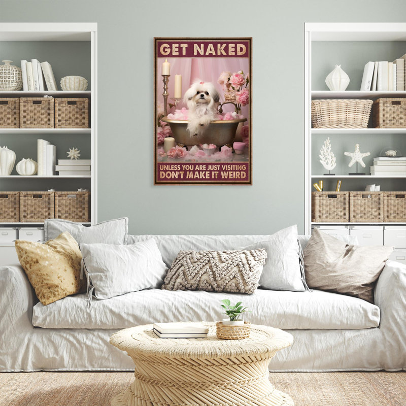 «Dog In Bathaign Get N Nu», reproduction d'art graphique sur toile tendue 1 pièce, H 14 po x l 11 po x P 1,25 po