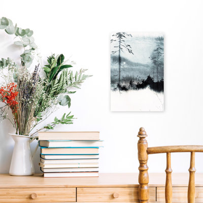 Contemporary Art Minimalist Peaceful Serene Bird Forest Landscape Wall Art by Treechild - Wrapped Canvas Print