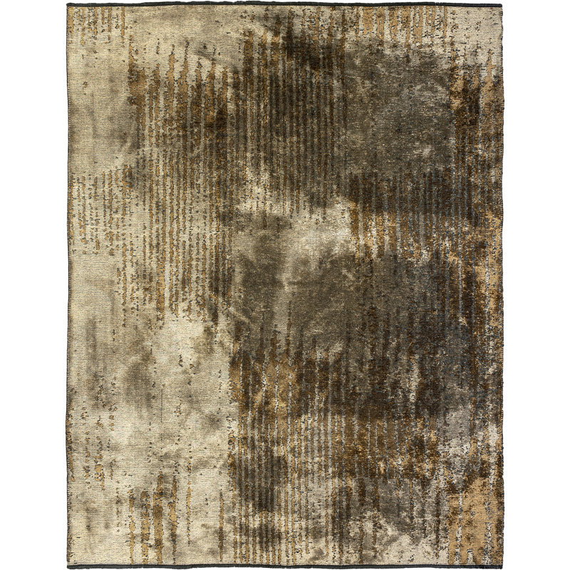 Rapture Beige Gray Brown Patchwork Luxury Area Rug, Rectangle 7'10" x 9'10"