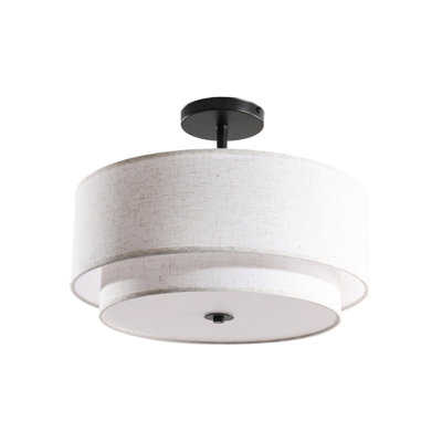 16'' 3-Light Semi-Flush Mount With Fabric Shape for Living Room or Bed Room