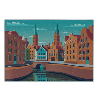 East Urban Home Glass Amsterdam Cutting Board