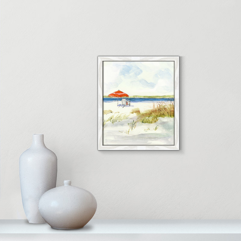 S Croquis de plage I - peinture encadrée, H 35,5 po x l 25,5 x P 0,75 po, Cadre blanc
