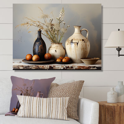 Art floral blanc rétro sur poterie