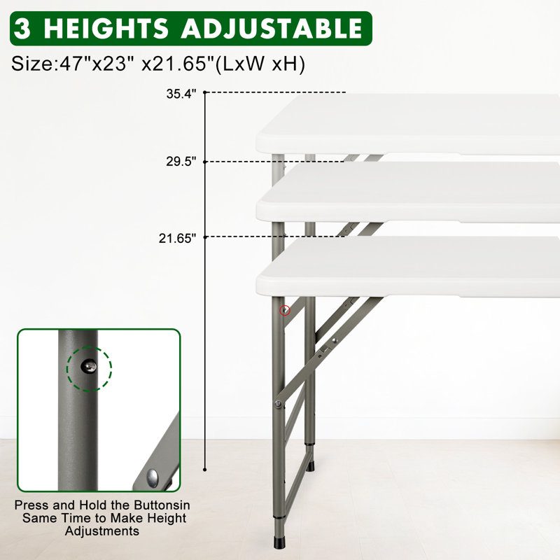 3-Level Adjustable Height Portable Table