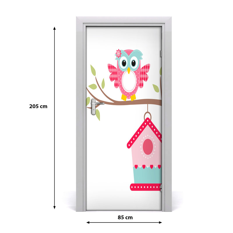 Owl Branch Door Decal, 205cm H x 85cm W