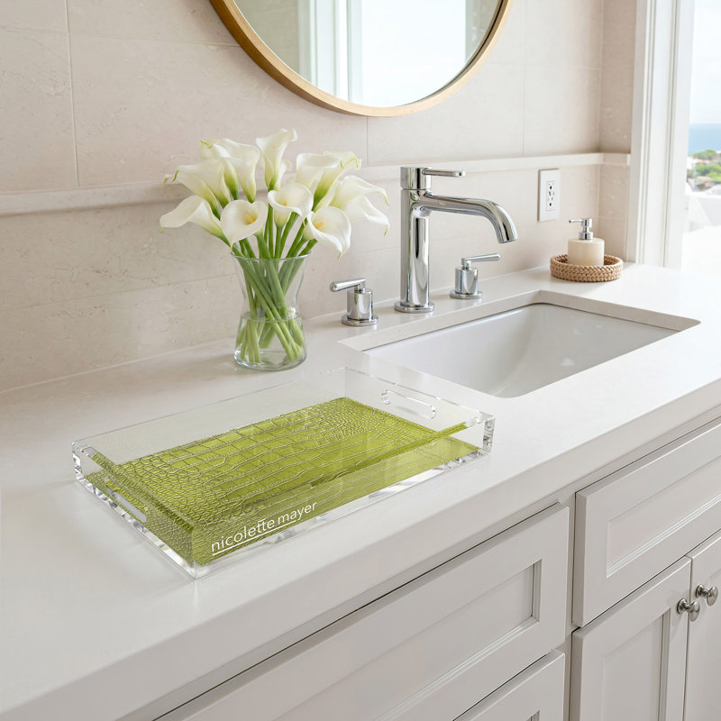 Crocodile Weatherly Green Acrylic Rectangle Decorative Tray, 17"W x 10.5"D x 2"H, Key Lime