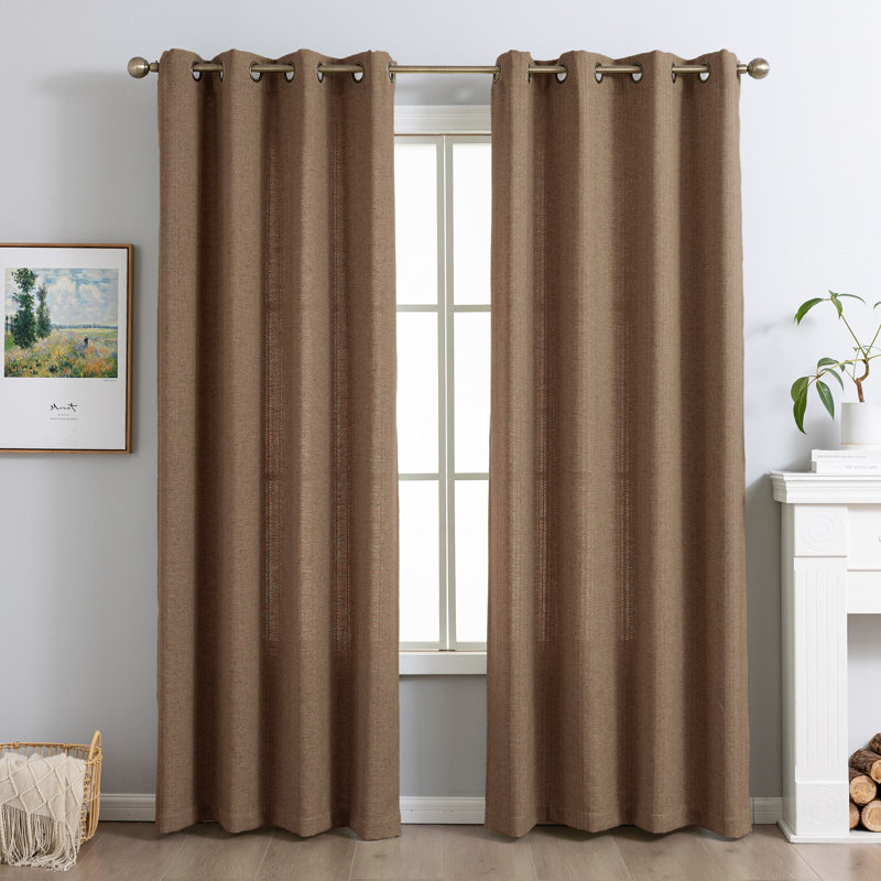 Paire de rideaux filtrant la lumière Farmhouse, Chocolat, L 52 po x L 96 po