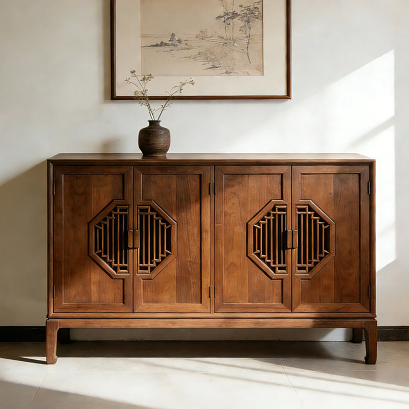 Buffet haut de gamme rétro de style chinois, H 35,4 po x l 63 po x P 15,7 po