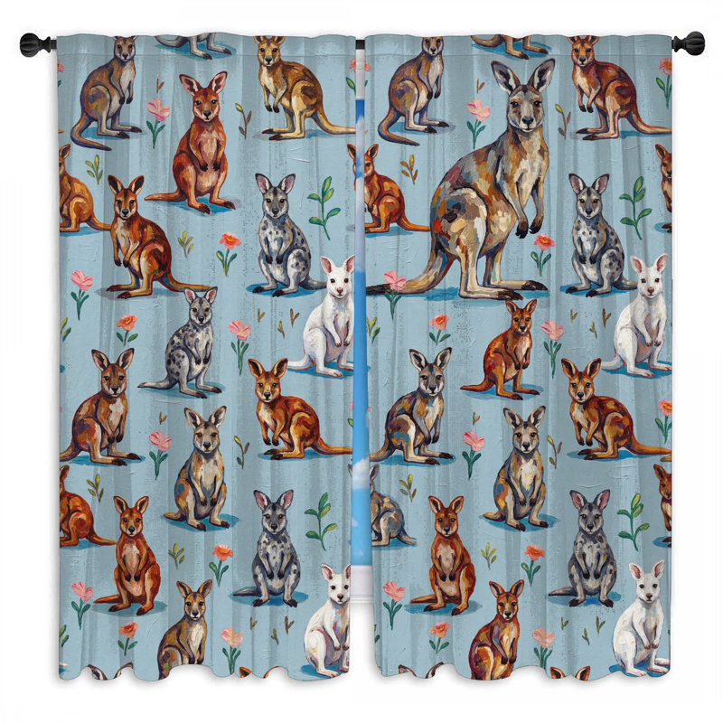 Rideaux kangourou à motif floral Kangaroo, 40in x 61in - 2 panels, Room Darkening