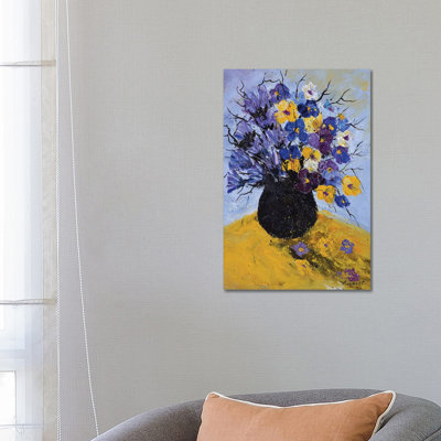 Pansies and Cornflowers 1 Piece Wrapped Canvas Wall Art