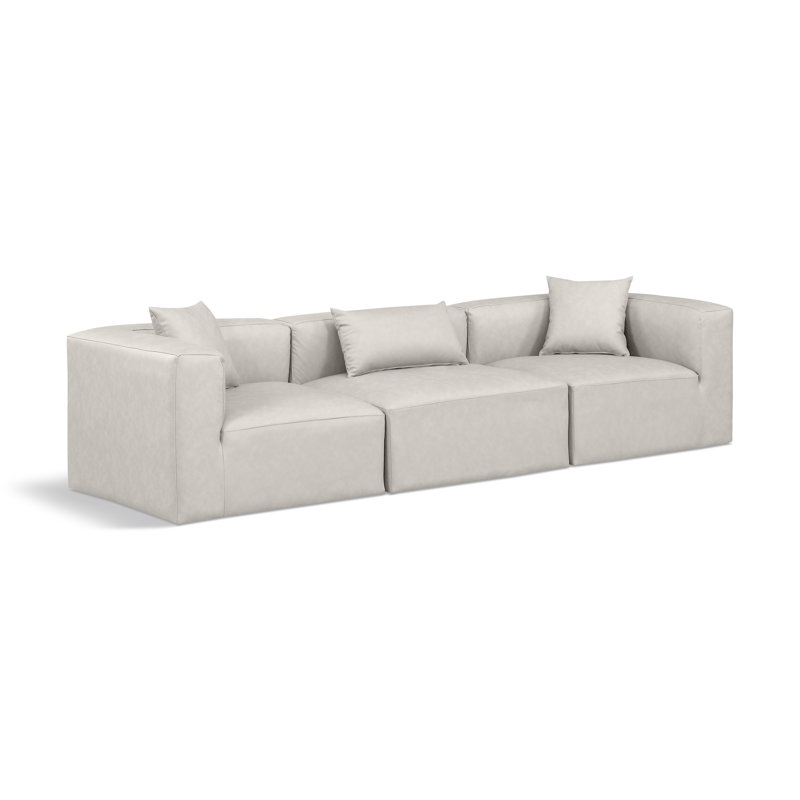 Houswerth Upholstered Sectional Reversible, Cream Vegan Leather