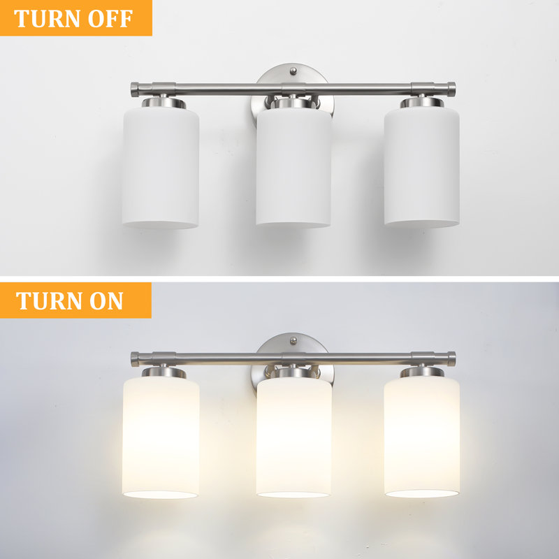 Borasisi Dimmable Vanity Light, 3 Lights, Nickel