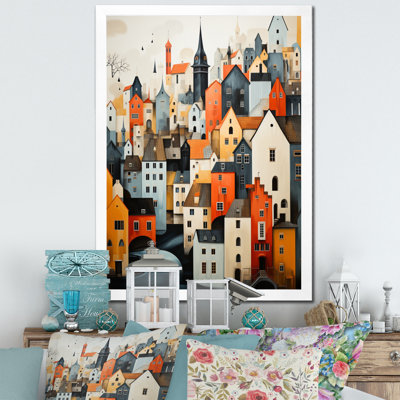 Collage de toits écarlates Terwood Danemark - reproduction sur toile