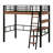 Metal  Loft Bed With Built-In Desk, Storage Shelf And Ladder, Space-Saving Design-1892645323
