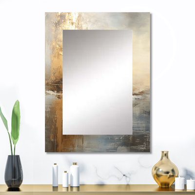 Miroir mural moderne, bord de mer beige et doré moderne