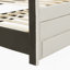 Lit plateforme simple tapissier en lin avec tiroirs de rangement en gigogne et beige
