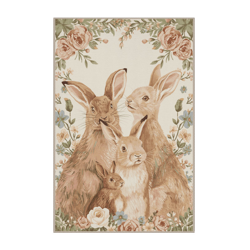 Soft Plush Feingold Easter Modern & Contemporary Abstract Area Rug in Beige – Beige Binding, 8x10