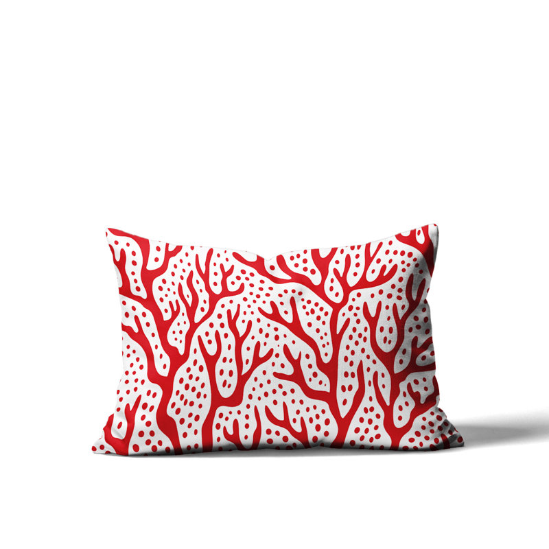 Barnon Abstract Outdoor Reversible Throw Pillow, 18"H x 25"W, Red