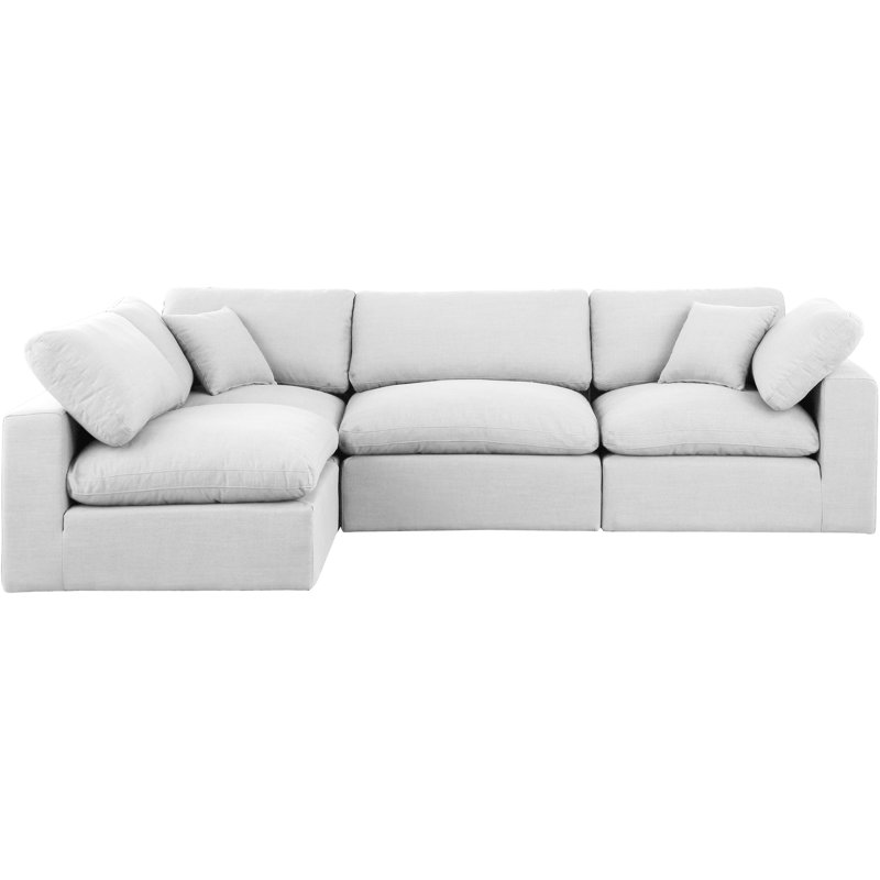 Ivola 4 - Piece Upholstered Sectional, White Linen Textured Fabric
