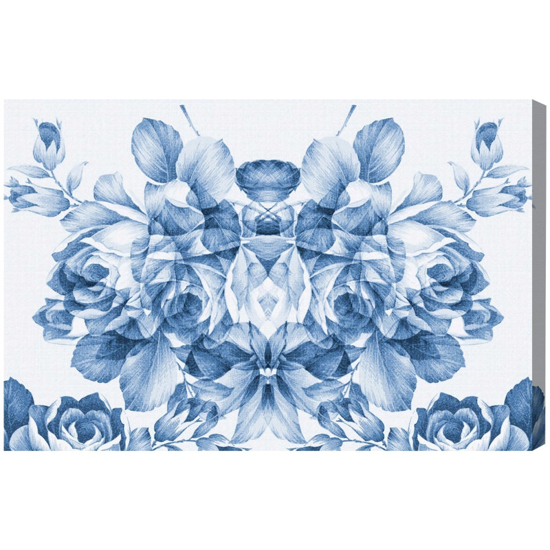 « floral madness blue », impression sur toile, H 36 po x l 54 po x P 1,5 po