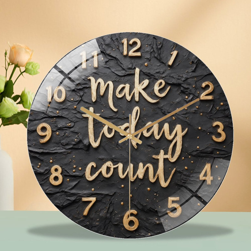 Horloge murale dorée noire «Make Today Count»