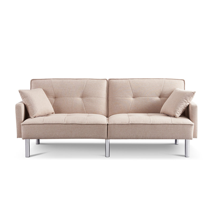 Degmo Full / Double 84.6'' Upholstered Convertible Sofa, Beige 100% Polyester