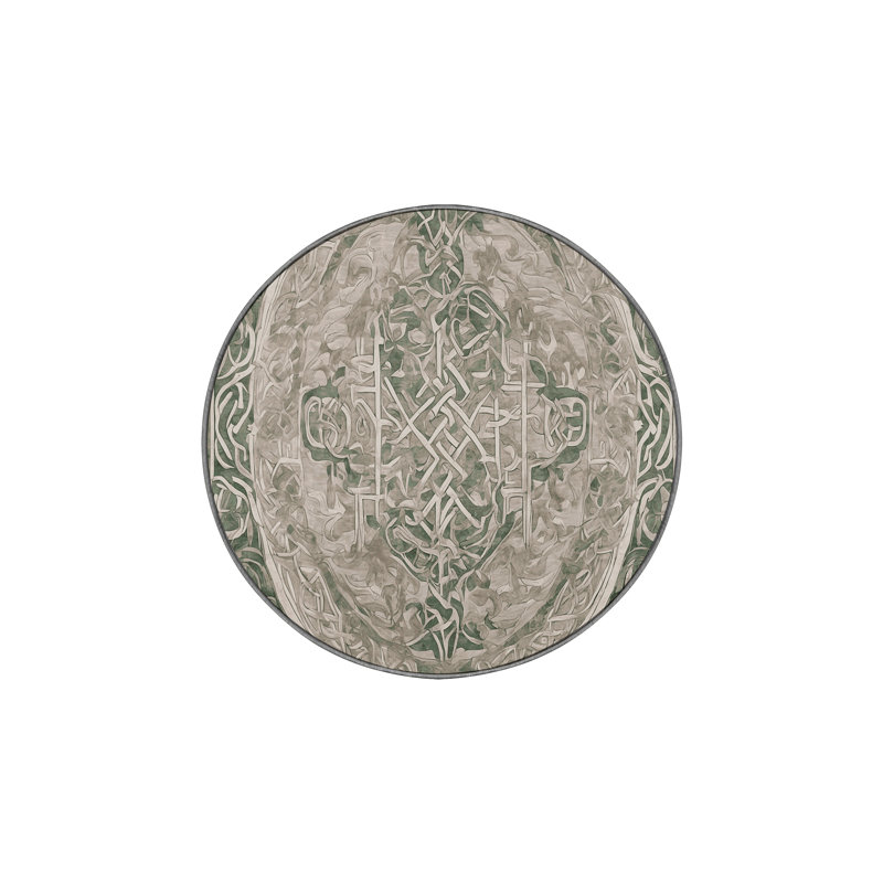 Machine Washable Gray Area Rug, Round 4'