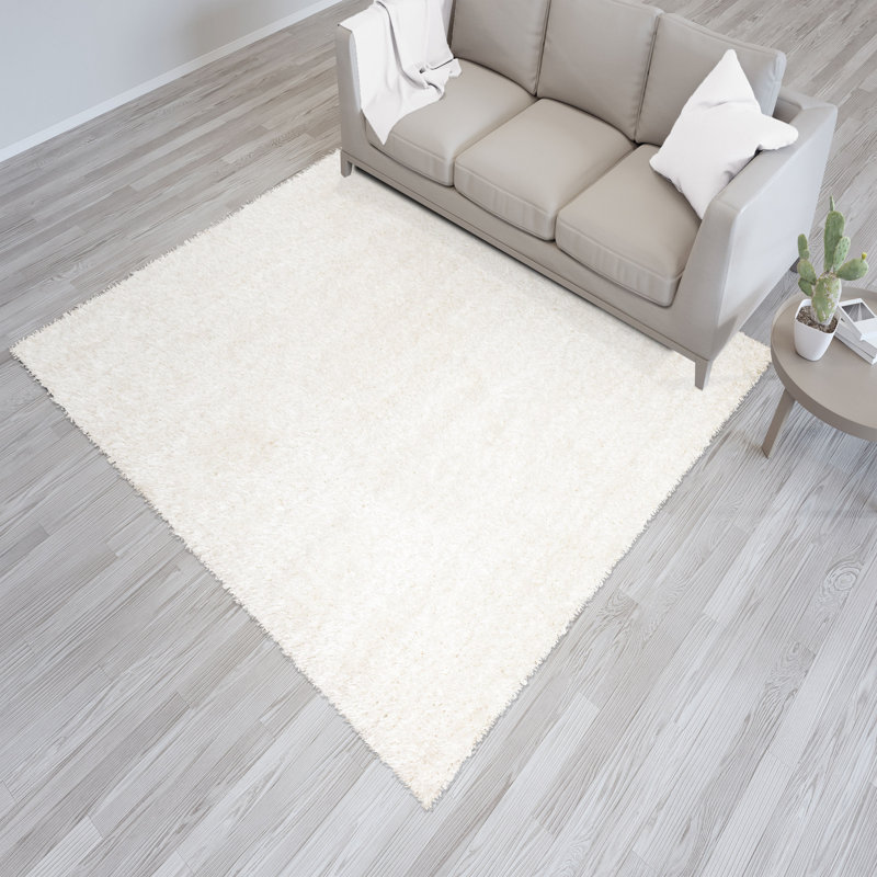 Oslo Cream Shaggy Area Rug – Soft  Polyester Carpet for Living Room & Bedroom, Hallway Runner & Mat, Rectangle 50 x 80cm