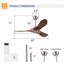 Ventilateur de plafond intérieur/extérieur en bois massif de 107 cm (42 po), sans éclairage, 3 pales, 6 vitesses, télécommande et commande murale-1030263427