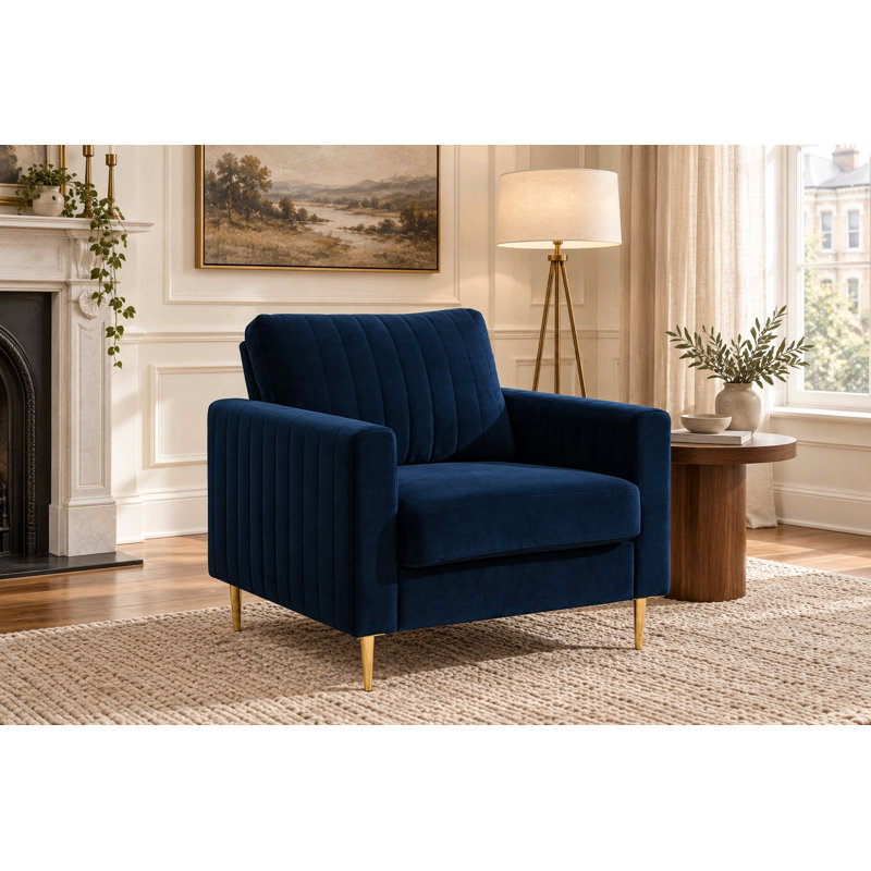 Lotsee Velvet Armchair, Blue