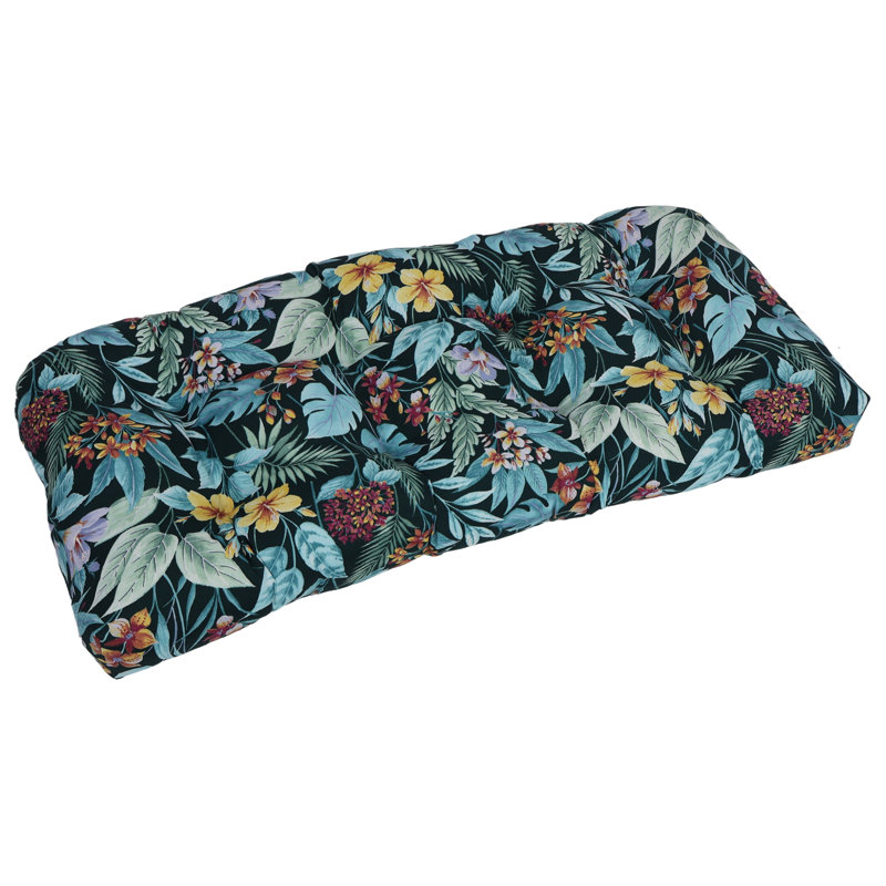 42-Inch By 19-Inch Rounded Back Loveseat Cushion, Blue/Green/Carena Teal Floral