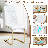 Marble Pattern Dining Table Set for 4,63'' White Rectangular Table with Gold Metal X-Shaped Frame and 4 White Leather Dining Chairs-579342462-601624235-601624237