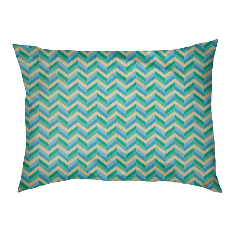 Coussin pour chien chevron Byrge, Grand (l 42,5 po x P 32,5 po x H 14 po), Vert / Bleu
