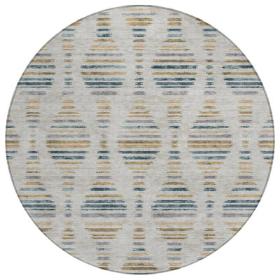 Machine Washable Indoor/Outdoor Xhevrie Linen Rug