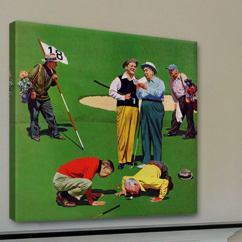 « dix-huitième trou » par john négligeable faisant, reproduction d’art sur toile tendue, H 32 po x l 32 po x P 1,5 po