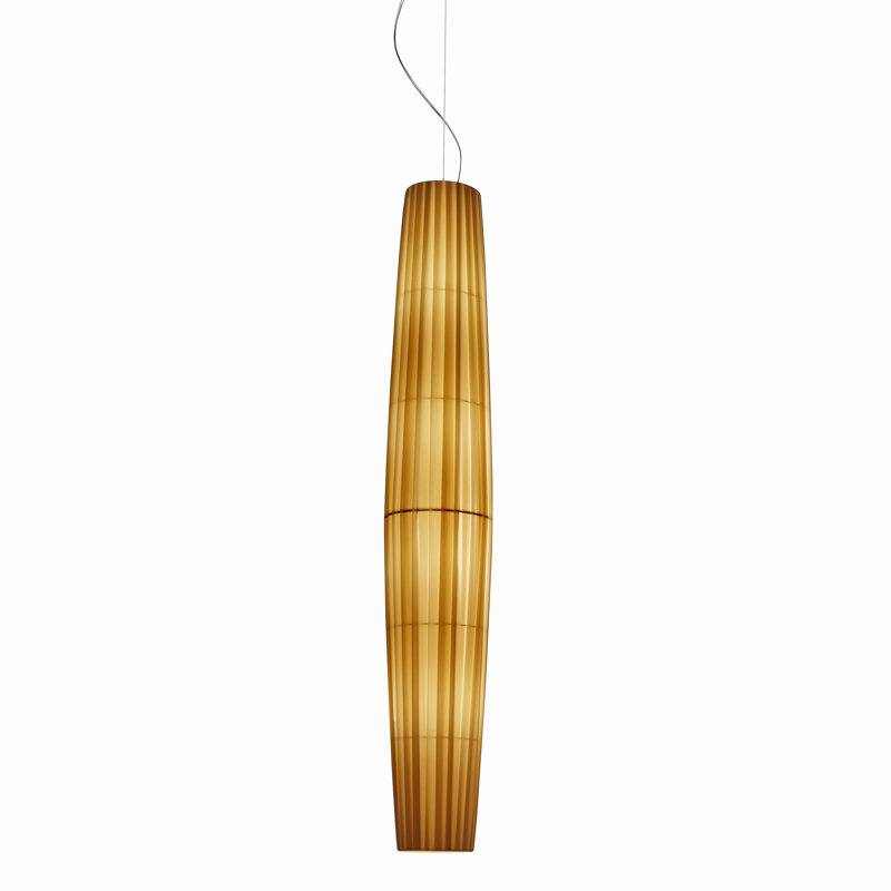 Maxi 1-Light Unique Cylinder Pendant with Cream Translucent Ribbon Shade