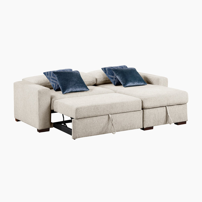 Canapé modulaire en microfibre 2 pièces avec lit escamotable, méridienne réversible et rangement dissimulé 92 po Retford