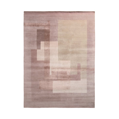 Art Deco Hand Knotted Wool Geometric Area Rug
