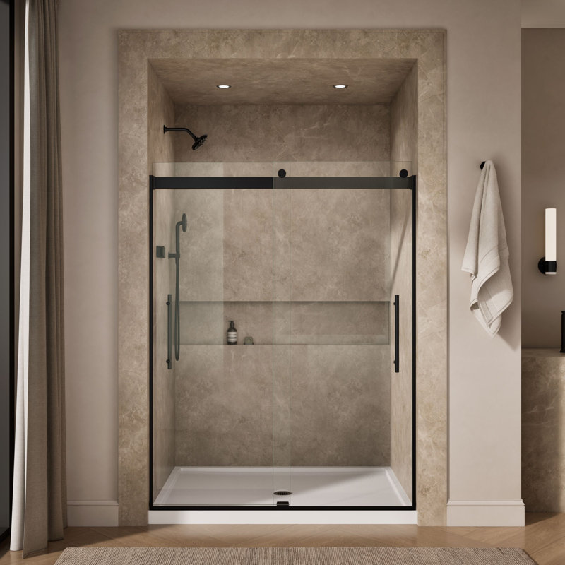 Levity Plus Frameless Sliding Shower Door, 77-9/16 In. H X 56-5/8 - 59-5/8 In. W, With 5/16 In.-Thick Crystal Clear Glass