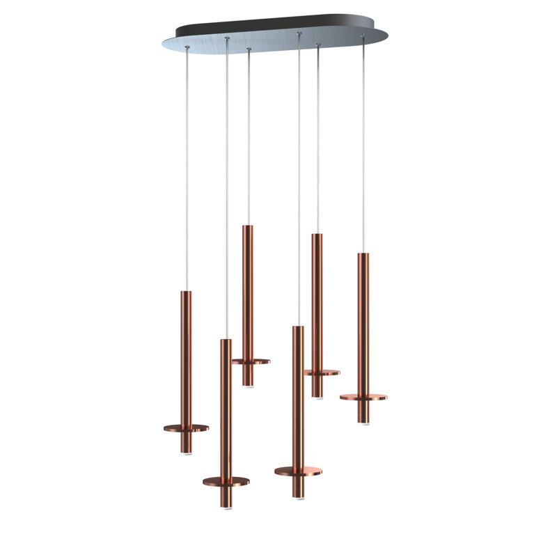 Luminaire suspendu géométrique 6 lumières Zakaryan, Cuivre