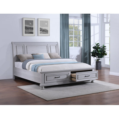 Warm Gray Storage Bed With 2-drawers